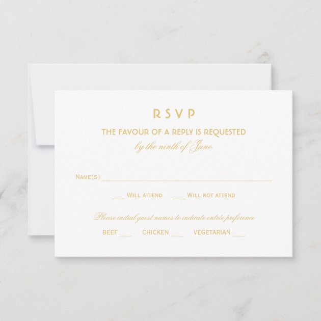 Wedding RSVP Card | Gold Vintage Glamour