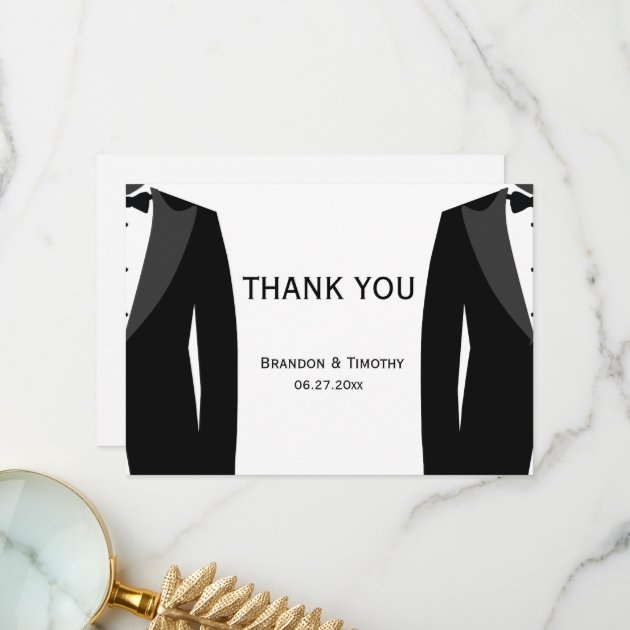 Black And White Gay Wedding Thank You Cards