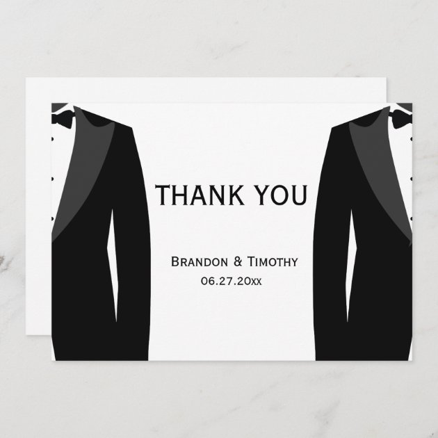 Black And White Gay Wedding Thank You Cards