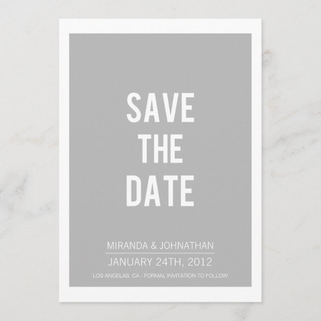 Simply Bold Gray Save The Date Announcements