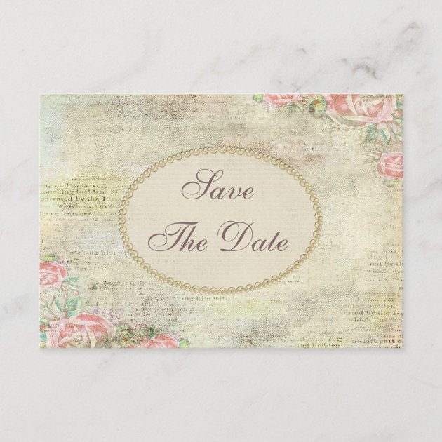 Vintage Shabby Chic Roses Wedding Save the Date