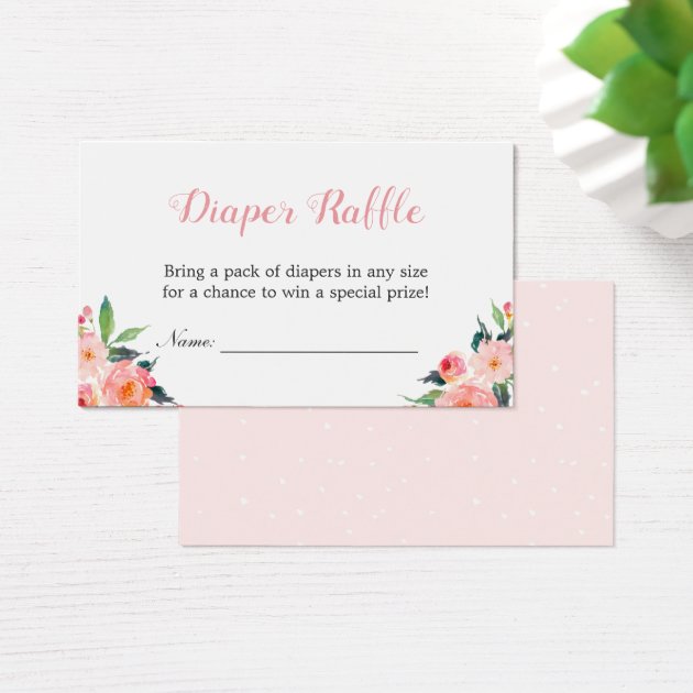 Watercolor Floral Baby Shower Diaper Raffle Ticket