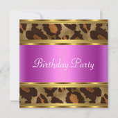 Birthday Party Gold Pink Leopard Invitation | Zazzle