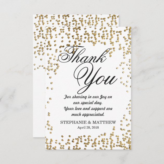 Elegant And Simple Faux Gold Confetti Thank You Card