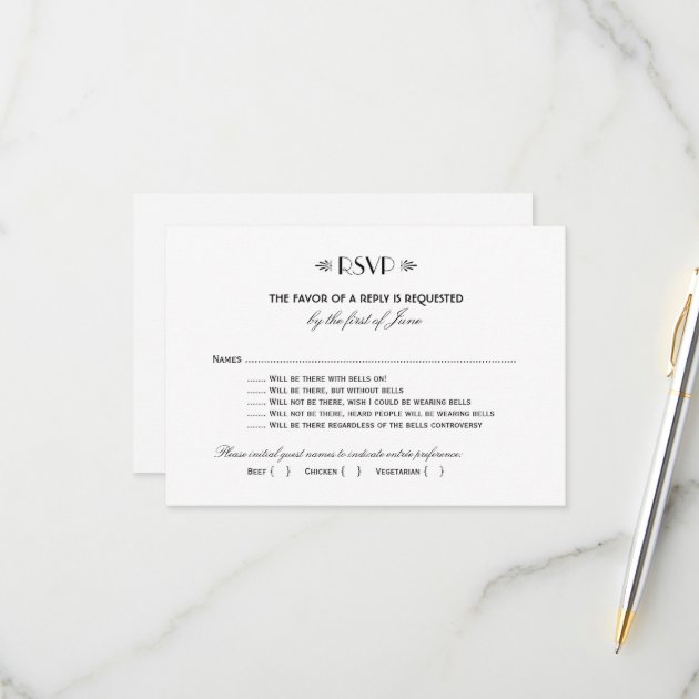 Wedding RSVP Card | Art Deco Elegant Style