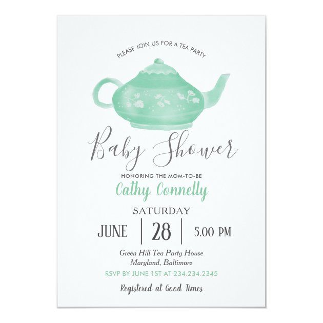 Tea Party Shabby Chic Baby Shower Invitation