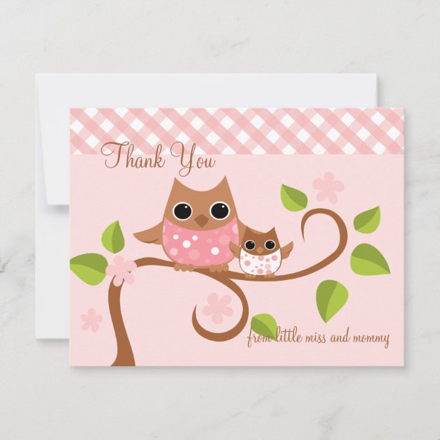 Mama and Baby Owl Thank You Card
