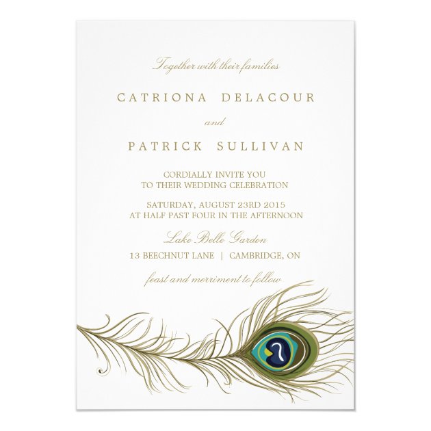 Whimsical Peacock Feather Wedding Invitation