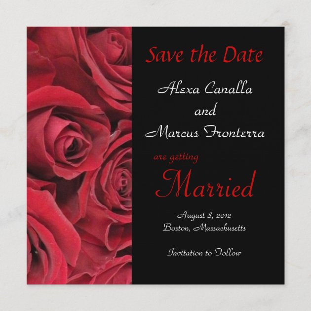 Red Rose Wedding Save the Date Announcement Card