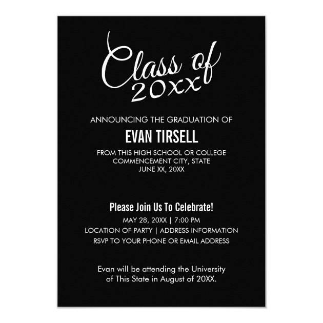 Class Of Graduation Photo Announcement Invitation