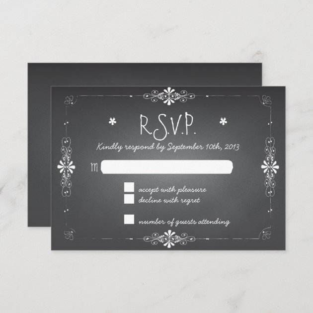 Chalkboard Wedding RSVP Response Card