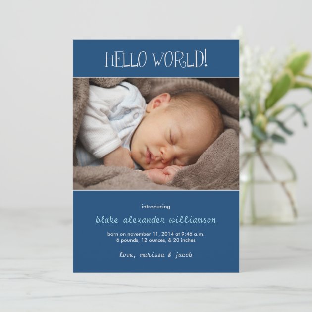 Hello World Birth Announcement//Monaco Blue Announcement