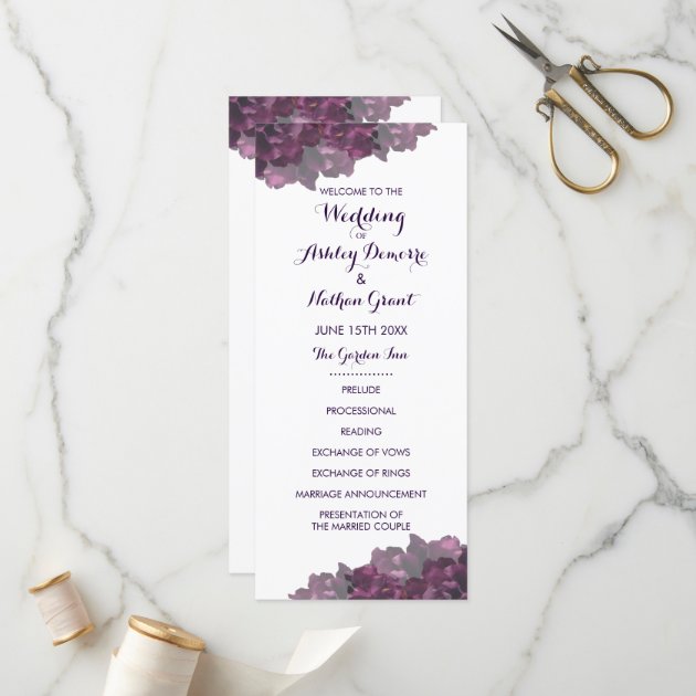 Purple Floral Wedding Program
