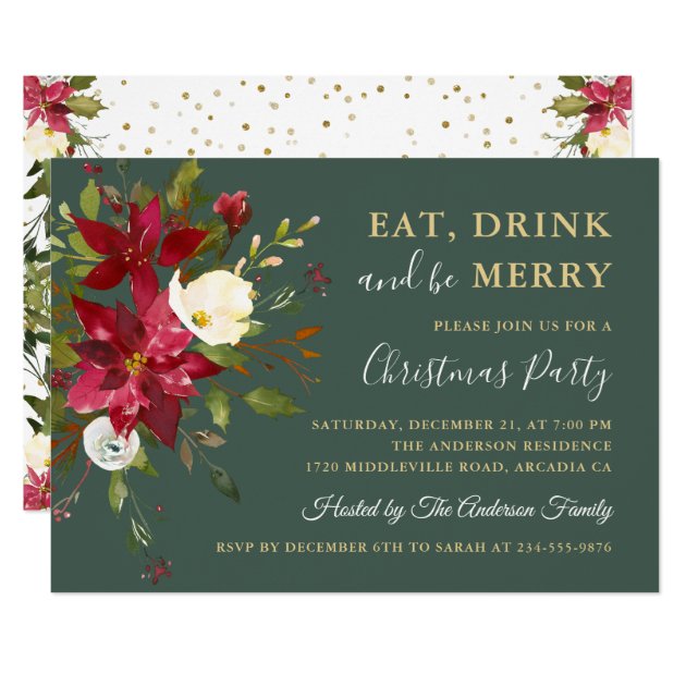 Christmas Party Eat Drink Be Merry Holiday Invitation