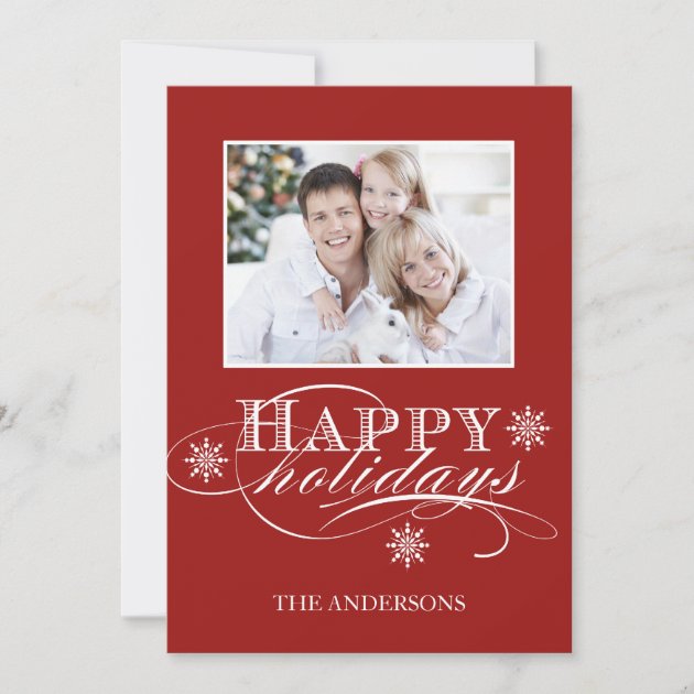 SIMPLE HAPPY HOLIDAYS PHOTO CARD RED