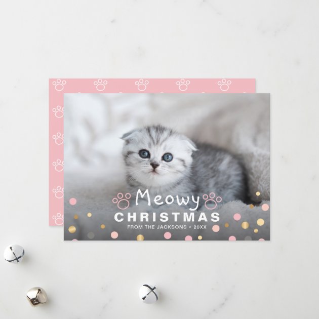 Kitten Meowy Christmas Pet Cat Paws Photo Holiday Card