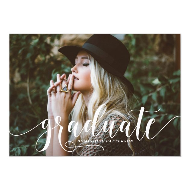 Whimsical Hand Lettered Script Photo Graduation Card