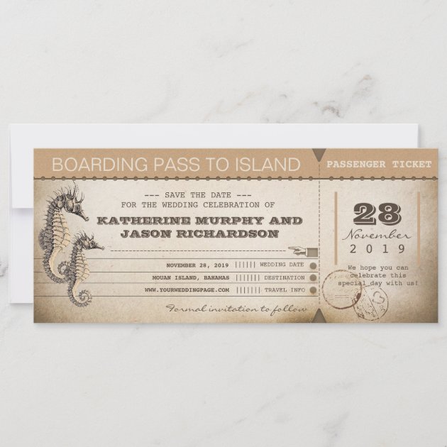 save the date invitation boarding pass tickets