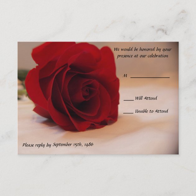 Elegant Red Rose Wedding RSVP Cards