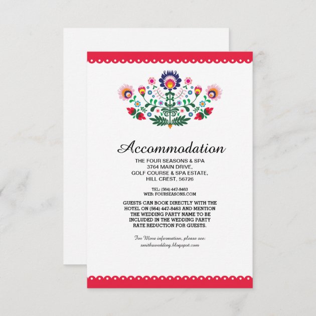 Fiesta Mexican Red Accommodation Wedding Cards