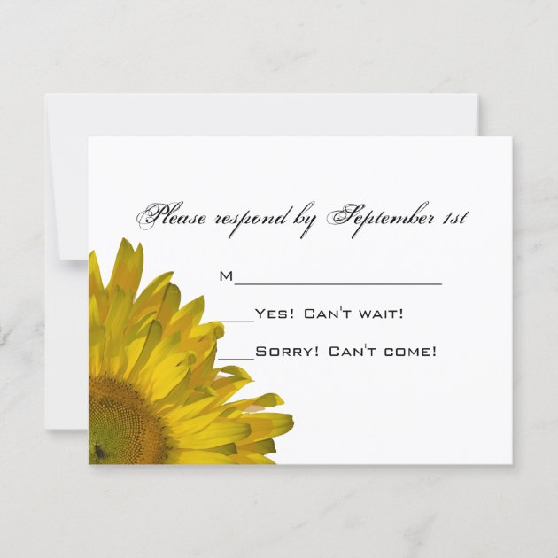 Yellow Sunflower Wedding RSVP Response Card