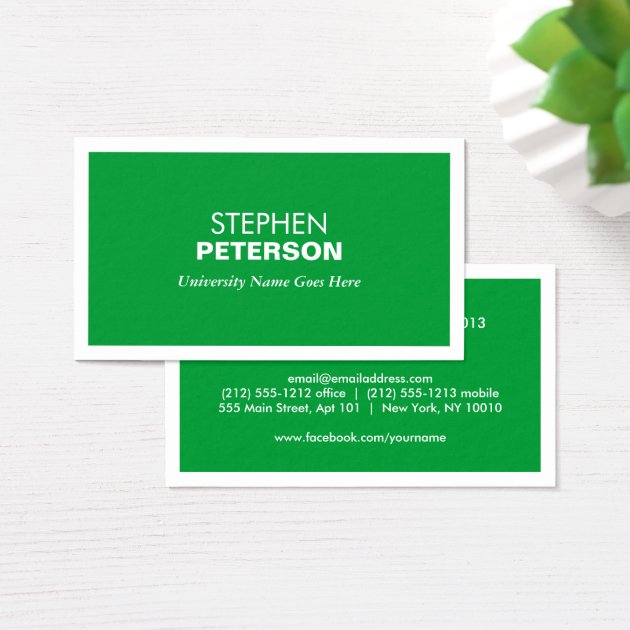 MODERN GREEN BUSINESS CARD FOR COLLEGE STUDENTS