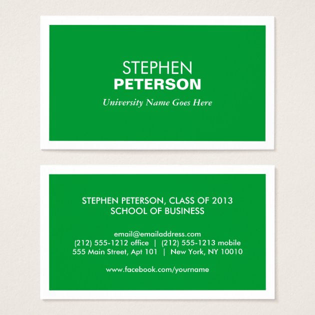 MODERN GREEN BUSINESS CARD FOR COLLEGE STUDENTS