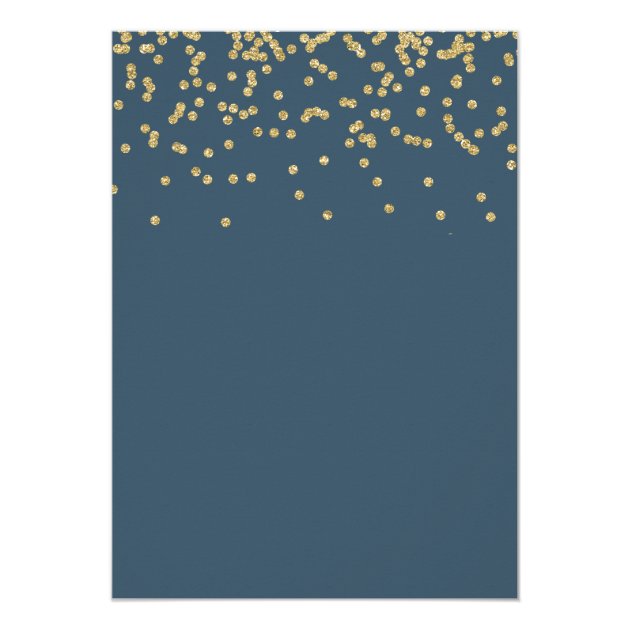 Gold Glitter Navy Blue Boy Baptism Invitation