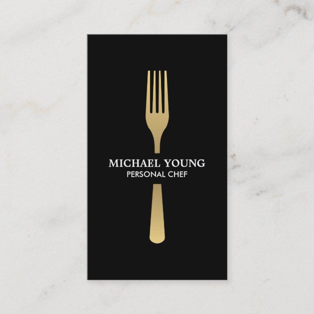 GOLDEN FORK Chef, Catering, Restaurant Business Card (front side)