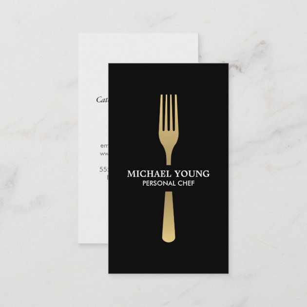 GOLDEN FORK Chef, Catering, Restaurant Business Card (back side)