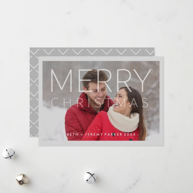 Modern Merry Christmas Overlay With Photo Holiday Card
