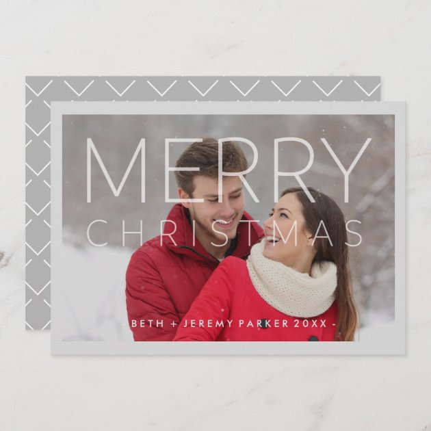 Modern Merry Christmas Overlay With Photo Holiday Card
