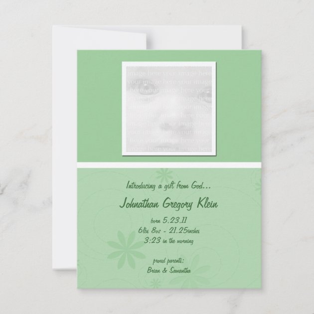 Green Baby Announcement Cards