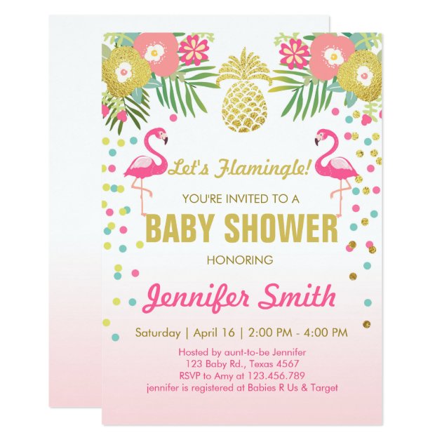Flamingo Baby Shower Invitation Tropical