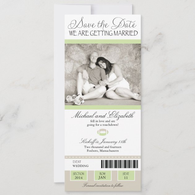 Shabby Chic Football Ticket Save the Date