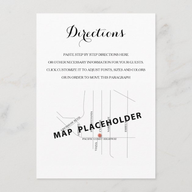 Directions Card With Map In Black & White