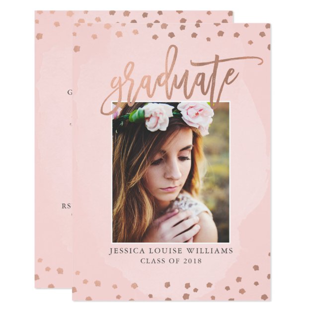 Rose Gold and Blush Pink Graduation Party Card