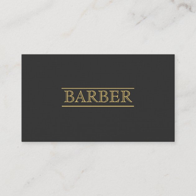 Barber Bold  Black Gold Modern Professional Simple Business Card (front side)