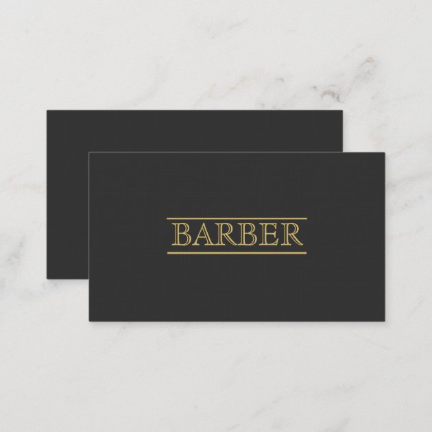 Barber Bold  Black Gold Modern Professional Simple Business Card (back side)