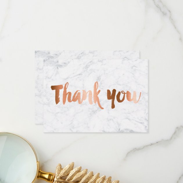 Faux Copper Foil Marble Custom Thank You Wedding