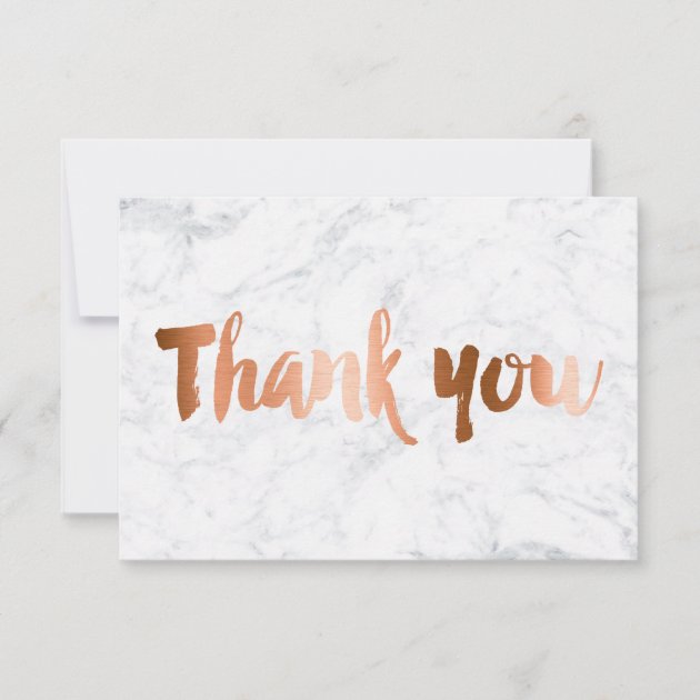 Faux Copper Foil Marble Custom Thank You Wedding