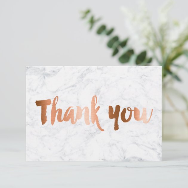 Faux Copper Foil Marble Custom Thank You Wedding