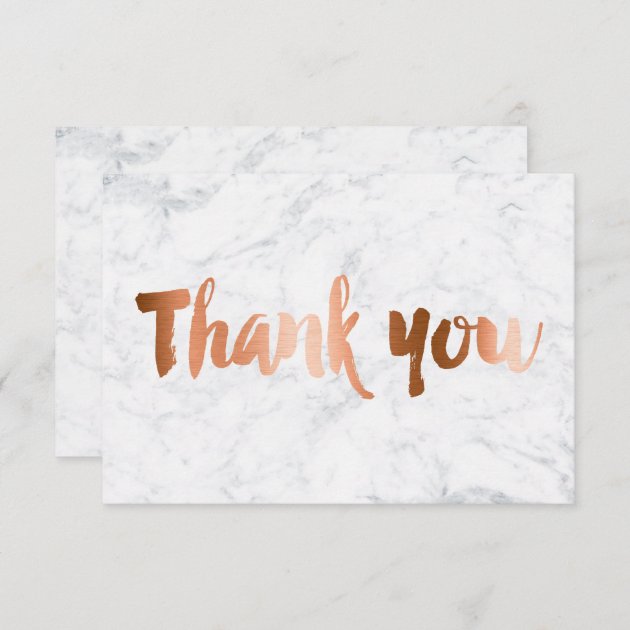 Faux Copper Foil Marble Custom Thank You Wedding