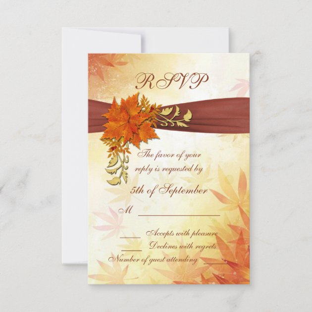 Red and golden autumnal leaves RSVP