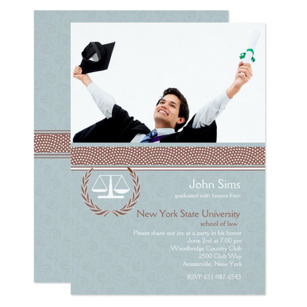 Scale Of Justice Blue Swirl, Law School Invitation
