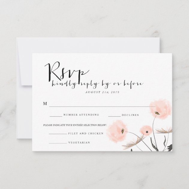 Modern Typography Dandelion Wedding RSVP Card