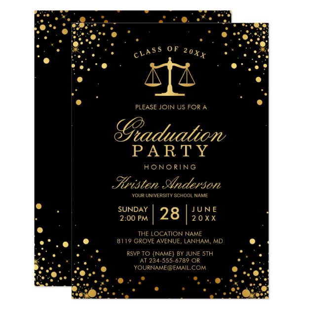 Class Of 2018 Law School Graduate Graduation Party Invitation