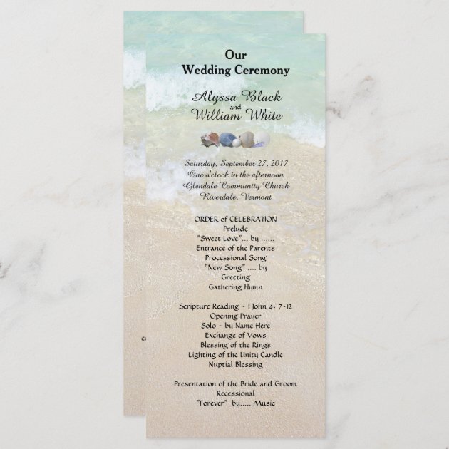 Tropical Water Seashells Tall Wedding Programs