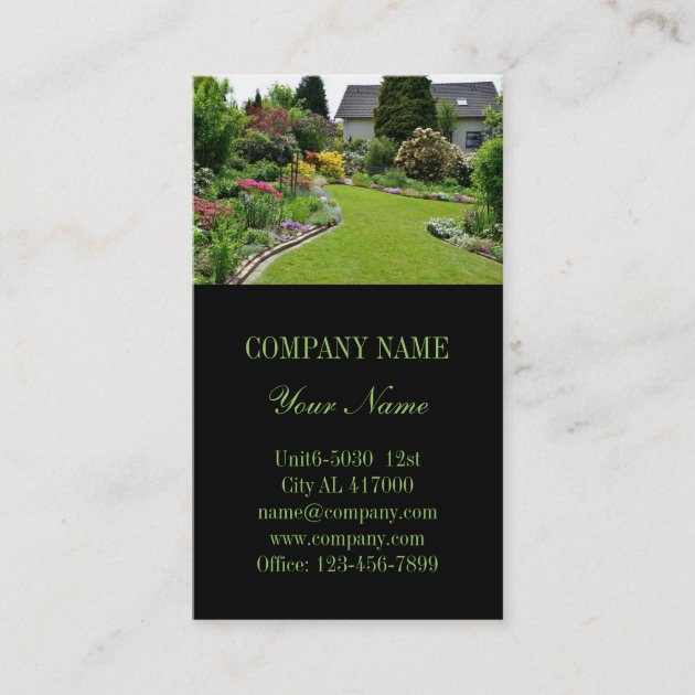 Landscape designer lawn care landscaping business card (front side)