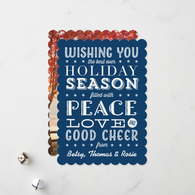 Vintage Style Stacked Type Holiday Navy Blue